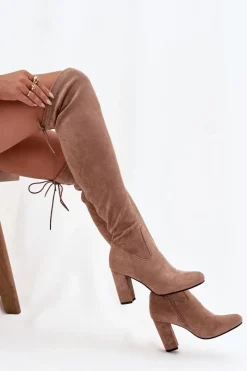 Kozaki Na Słupku|Kozaki Za Kolano></noscript>Boto Kozaki Damskie Na Słupku Beżowe Xamarin Beżowy