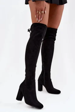 Clearance Kozaki Damskie Na Słupku Czarne Xamarin Damskie Kozaki Na Słupku|Kozaki Za Kolano