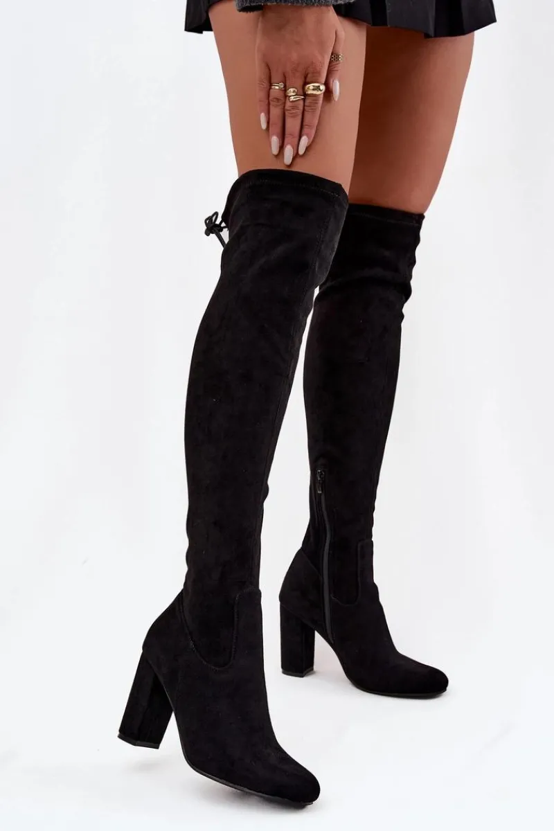 Clearance Kozaki Damskie Na Słupku Czarne Xamarin Damskie Kozaki Na Słupku|Kozaki Za Kolano