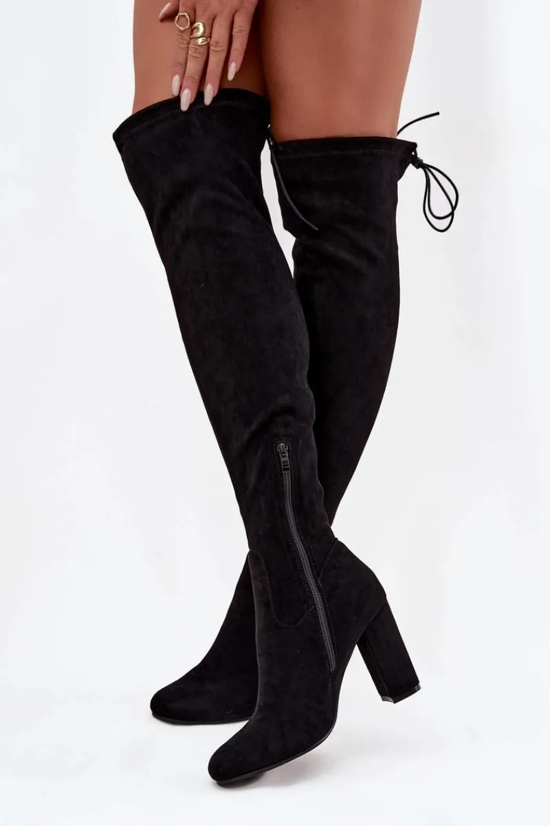 Clearance Kozaki Damskie Na Słupku Czarne Xamarin Damskie Kozaki Na Słupku|Kozaki Za Kolano