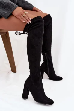Clearance Kozaki Damskie Na Słupku Czarne Xamarin Damskie Kozaki Na Słupku|Kozaki Za Kolano