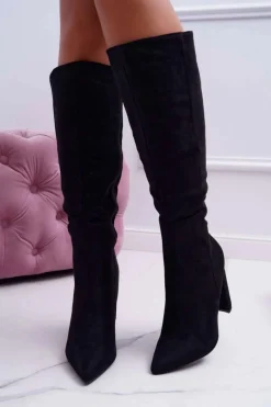 Online Boto Kozaki Damskie Na Słupku Do Kolan Czarne Warden