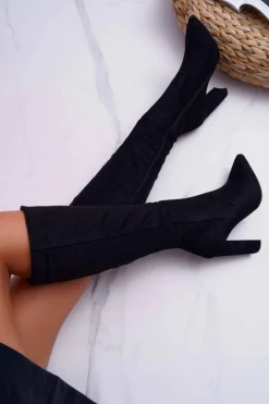 Online Boto Kozaki Damskie Na Słupku Do Kolan Czarne Warden