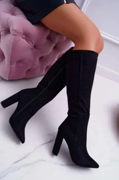 Online Boto Kozaki Damskie Na Słupku Do Kolan Czarne Warden