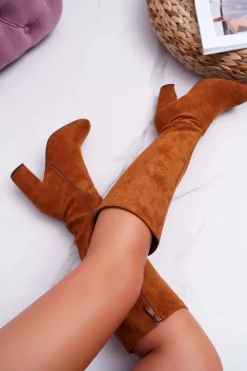 Outlet Kozaki Damskie Na Słupku Do Kolana Camel Mercure Damskie Kozaki Wiosenne|Kozaki Na Obcasie