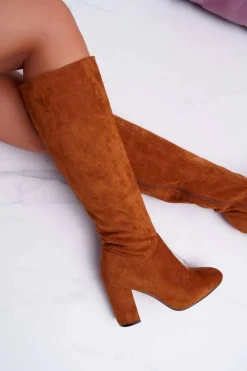 Outlet Kozaki Damskie Na Słupku Do Kolana Camel Mercure Damskie Kozaki Wiosenne|Kozaki Na Obcasie