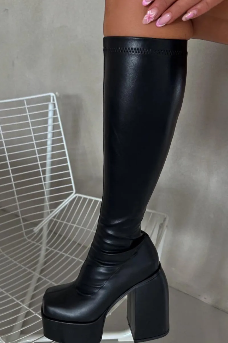 Clearance Kozaki Damskie Na Słupku I Platformie Czarne Yavira Damskie Kozaki Ocieplane|Kozaki Na Słupku