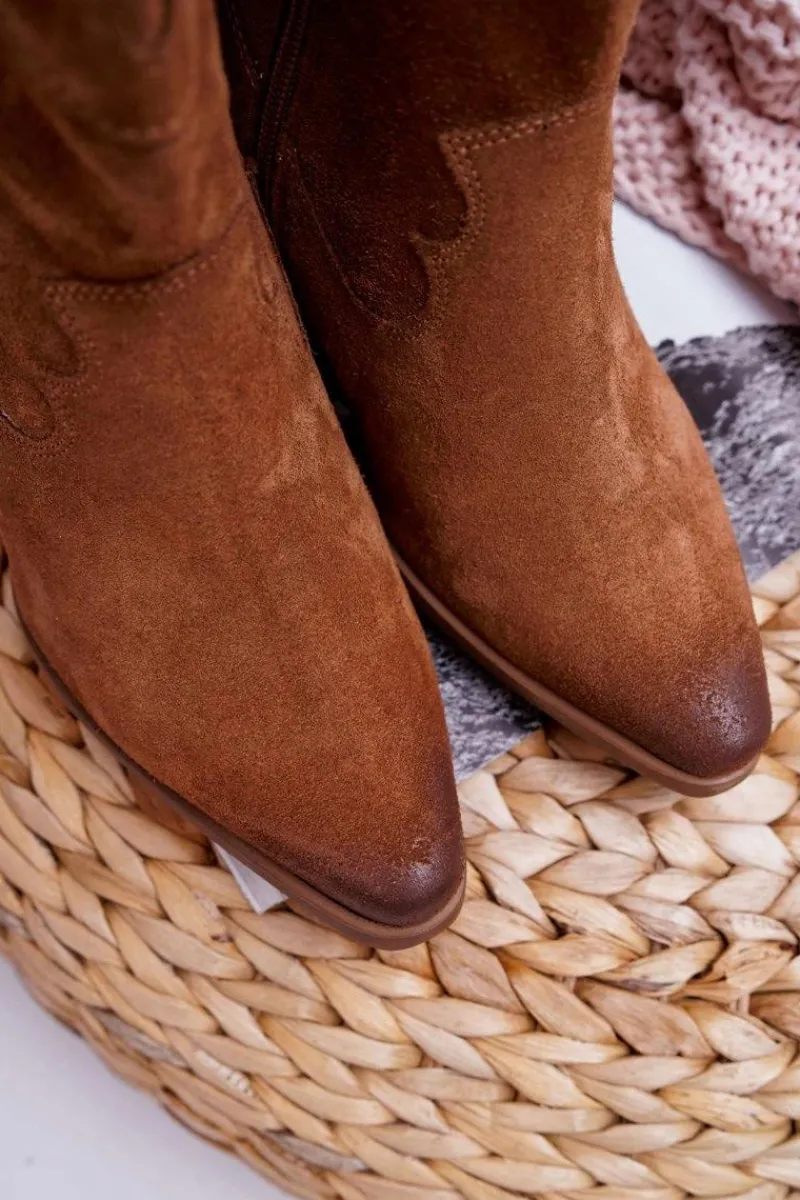 Kozaki Damskie Na Słupku Kowbojki Camel Brunt Damskie Kozaki Wiosenne|Kozaki Na Obcasie