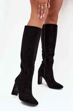 Kozaki Ocieplane|Kozaki Na Słupku>Boto Kozaki Damskie Na Słupku Ocieplane Czarne Zamira Czarny