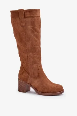 Kozaki Na Słupku|Kozaki Przed Kolano></noscript>Boto Kozaki Damskie Na Słupku Przed Kolano Camel Erisorae