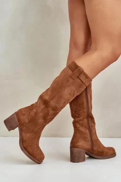 Kozaki Na Słupku|Kozaki Przed Kolano></noscript>Boto Kozaki Damskie Na Słupku Przed Kolano Camel Erisorae