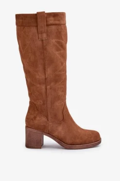 Kozaki Na Słupku|Kozaki Przed Kolano></noscript>Boto Kozaki Damskie Na Słupku Przed Kolano Camel Erisorae