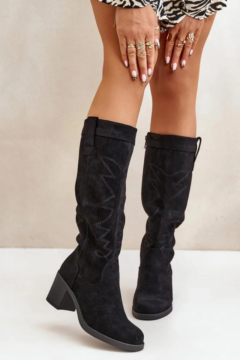 Kozaki Na Słupku|Kozaki Przed Kolano>Boto Kozaki Damskie Na Słupku Przed Kolano Czarne Erisorae Czarny