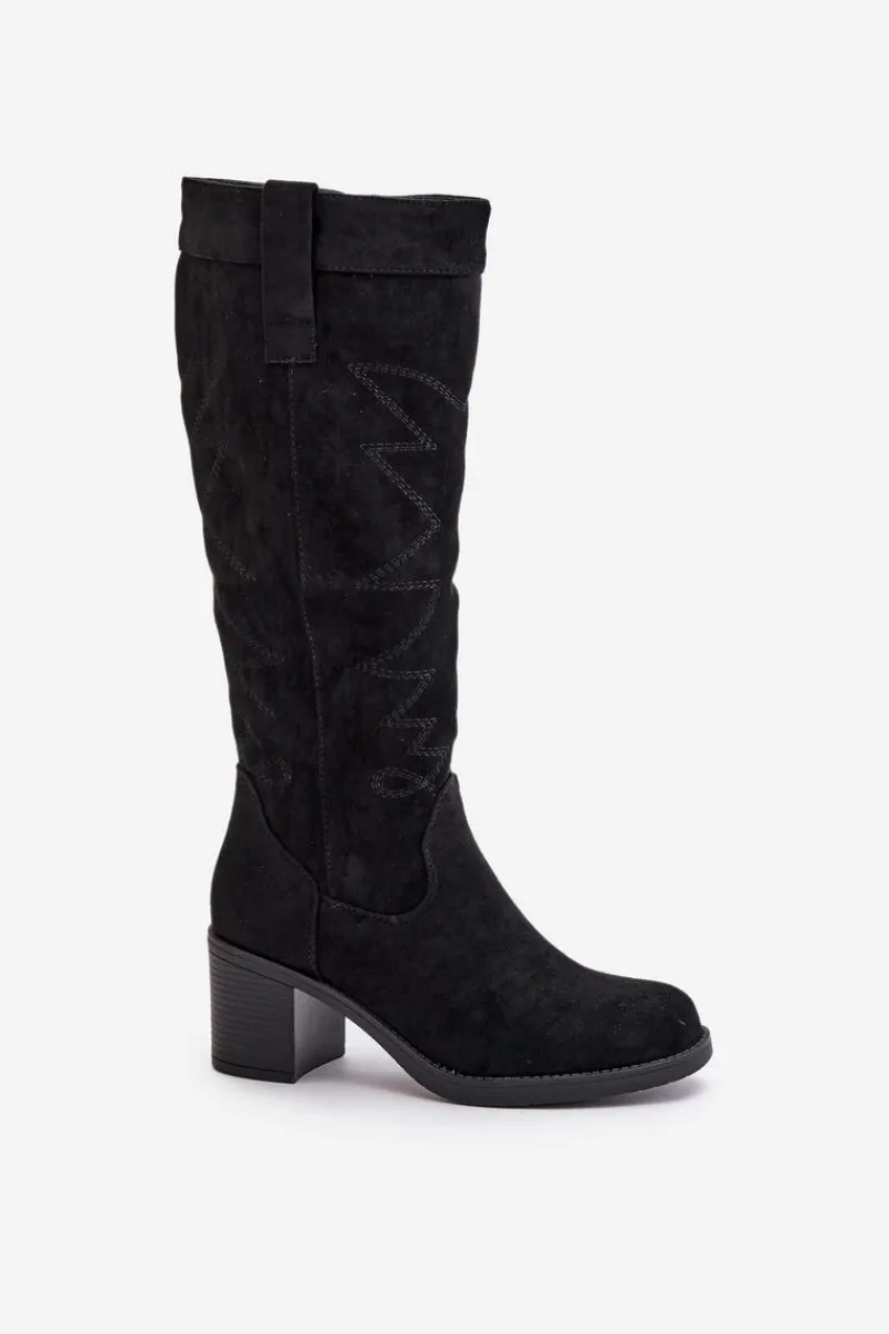 Kozaki Na Słupku|Kozaki Przed Kolano>Boto Kozaki Damskie Na Słupku Przed Kolano Czarne Erisorae Czarny