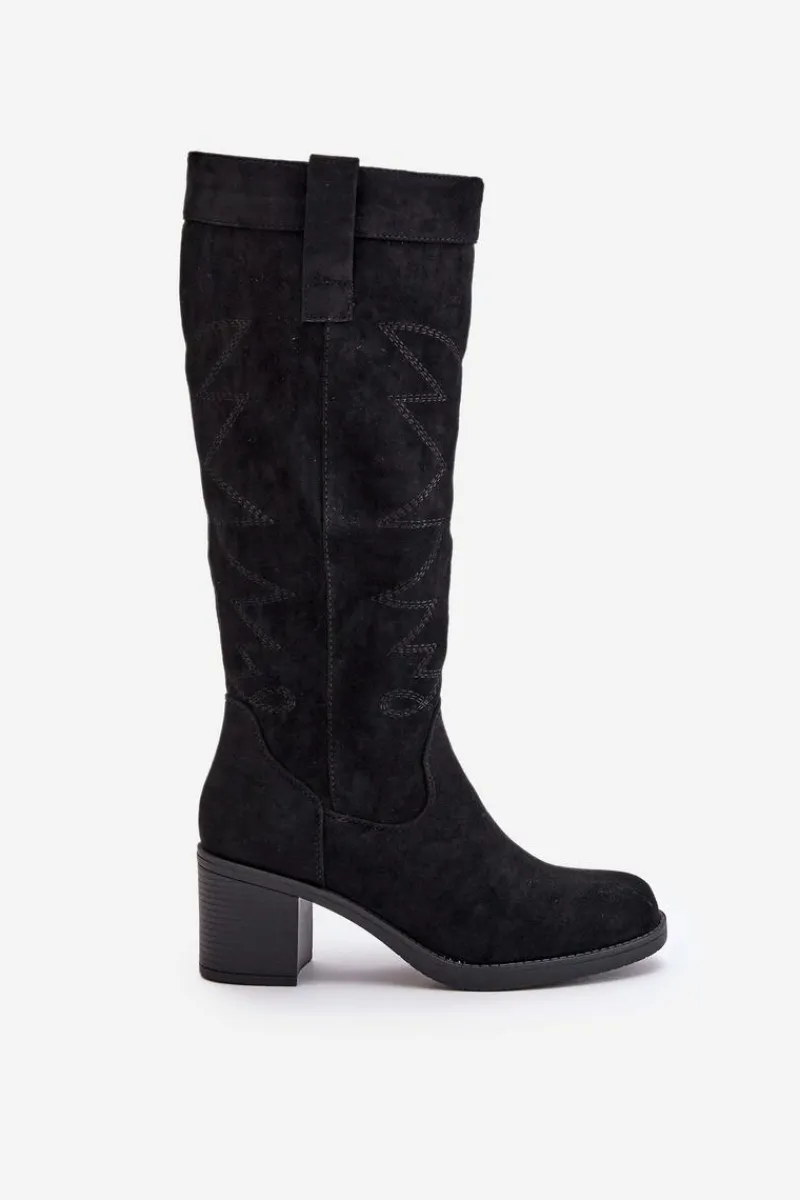 Kozaki Na Słupku|Kozaki Przed Kolano>Boto Kozaki Damskie Na Słupku Przed Kolano Czarne Erisorae Czarny