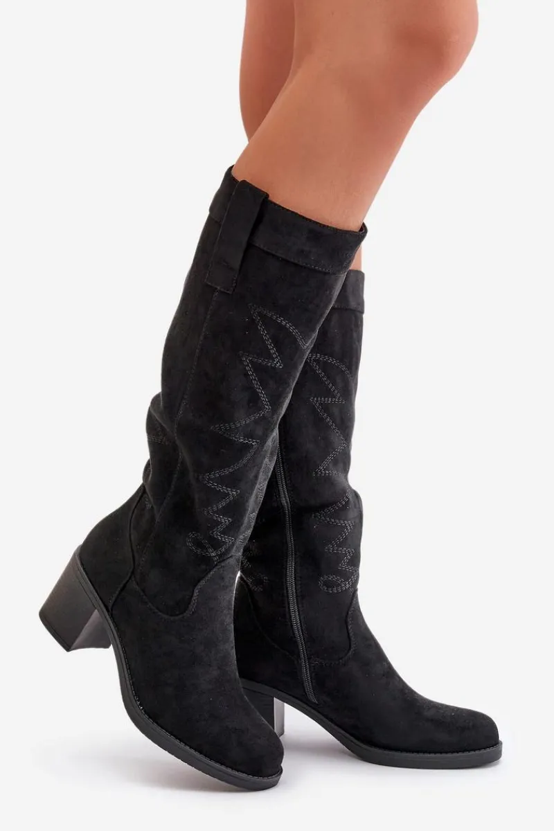 Kozaki Na Słupku|Kozaki Przed Kolano>Boto Kozaki Damskie Na Słupku Przed Kolano Czarne Erisorae Czarny