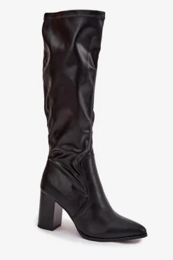 Best Kozaki Damskie Na Słupku Vinceza 16511 Czarne Damskie Kozaki Na Słupku|Kozaki Przed Kolano