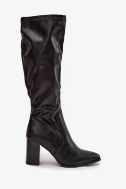Best Kozaki Damskie Na Słupku Vinceza 16511 Czarne Damskie Kozaki Na Słupku|Kozaki Przed Kolano