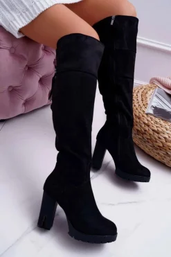 Hot Boto Kozaki Damskie Na Słupku Zamszowe Ocieplane Velkor