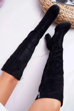 Hot Boto Kozaki Damskie Na Słupku Zamszowe Ocieplane Velkor