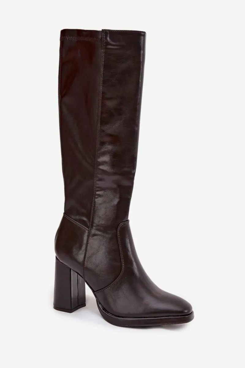 Kozaki Ocieplane|Kozaki Na Słupku>Boto Kozaki Damskie Na Słupku Z Eko Skóry Ocieplane Bordowe Lyvella Czerwony