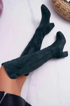 Online Kozaki Damskie Na Słupku Zamszowe Zielone Torgos Damskie Kozaki Na Obcasie|Kozaki Zamszowe