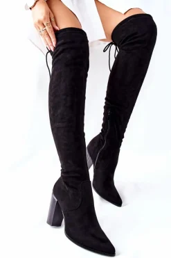 Kozaki Wiosenne|Kozaki Za Kolano>Buty damskie Vinceza Kozaki Damskie Na Słupku Zamszowe Czarne Monleek