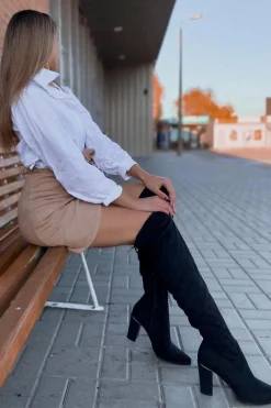 Kozaki Wiosenne|Kozaki Za Kolano>Buty damskie Vinceza Kozaki Damskie Na Słupku Zamszowe Czarne Monleek