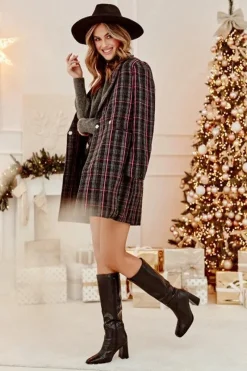 Sale Kozaki Damskie Na Słupku Z Ozdobnym Tłoczeniem Czarne Vabaria Damskie Kozaki Przed Kolano|Kozaki Na Obcasie