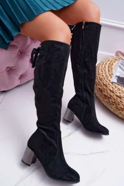 New Kozaki Damskie Na Słupku Zamszowe Ocieplane Yonas Damskie Kozaki Na Obcasie|Kozaki Zamszowe