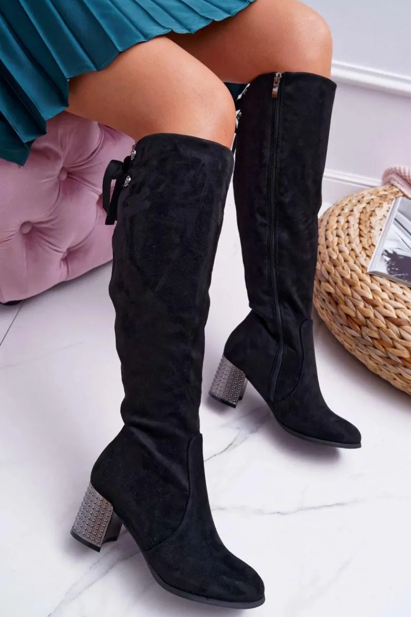 New Kozaki Damskie Na Słupku Zamszowe Ocieplane Yonas Damskie Kozaki Na Obcasie|Kozaki Zamszowe