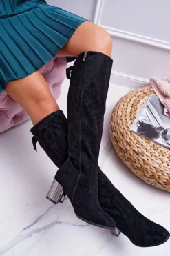 New Kozaki Damskie Na Słupku Zamszowe Ocieplane Yonas Damskie Kozaki Na Obcasie|Kozaki Zamszowe