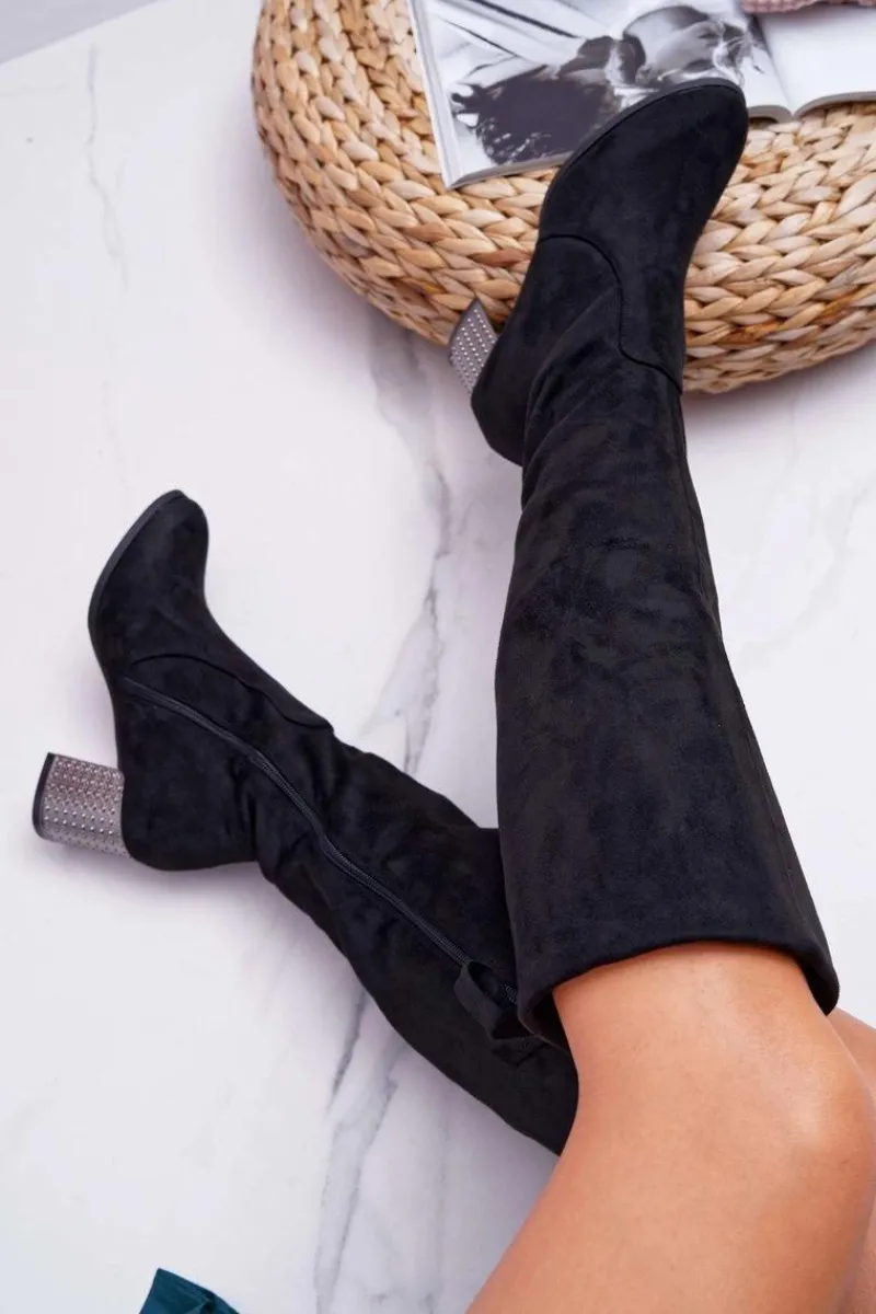 New Kozaki Damskie Na Słupku Zamszowe Ocieplane Yonas Damskie Kozaki Na Obcasie|Kozaki Zamszowe