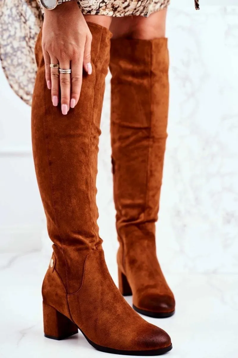 Kozaki Na Obcasie|Kozaki Zamszowe>Buty damskie Vinceza Kozaki Damskie Na Słupku Zamszowe Camel Torgos