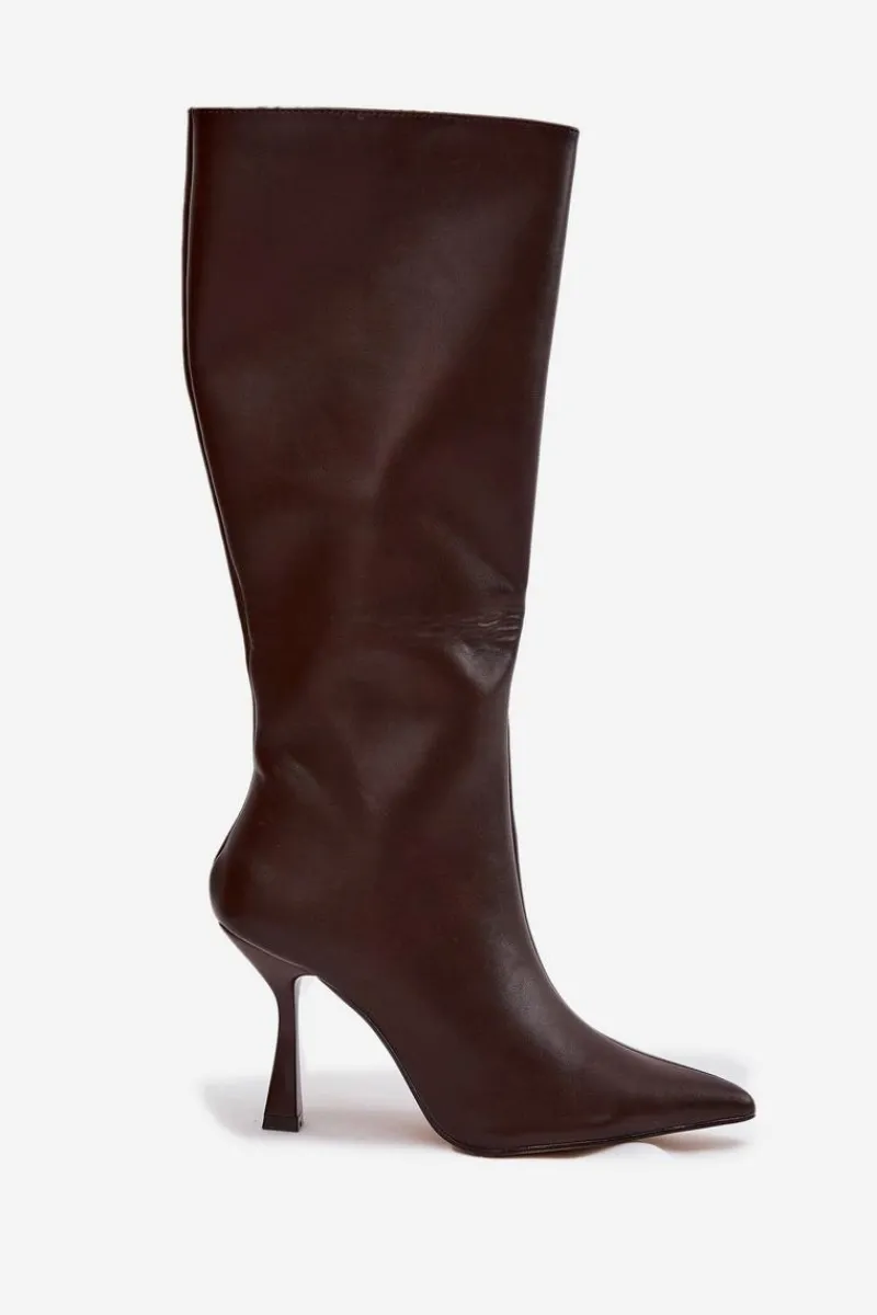 Kozaki Ocieplane|Kozaki Na Szpilce>Boto Kozaki Damskie Na Szpilce Przed Kolano Czekoladowe Vionette
