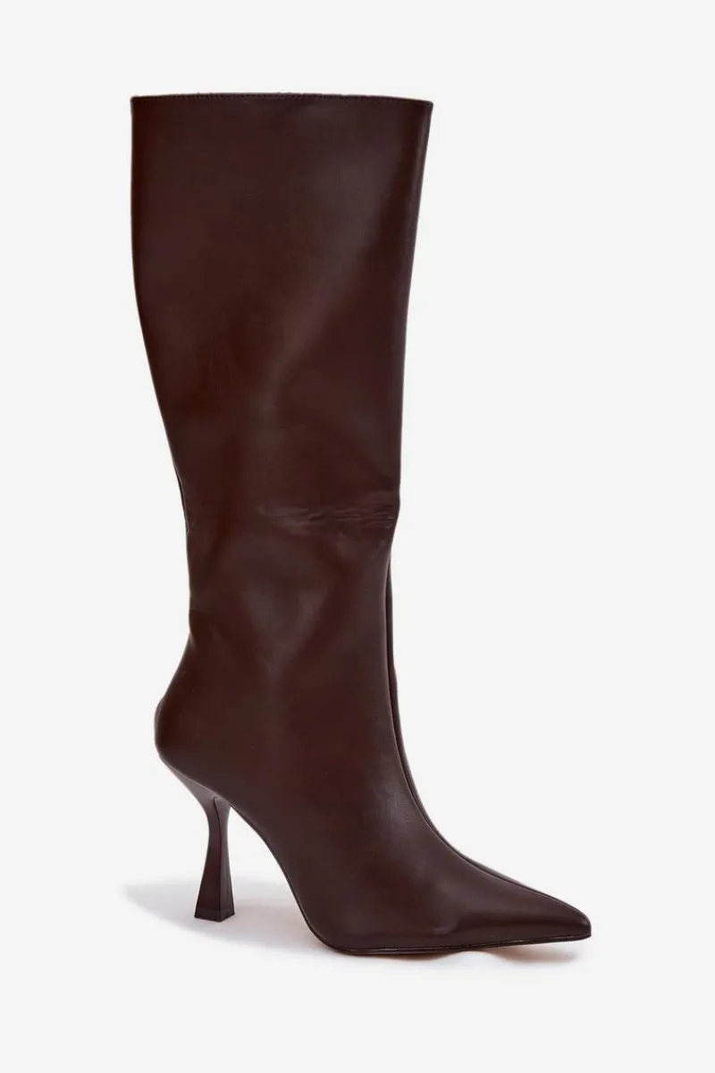 Kozaki Ocieplane|Kozaki Na Szpilce>Boto Kozaki Damskie Na Szpilce Przed Kolano Czekoladowe Vionette