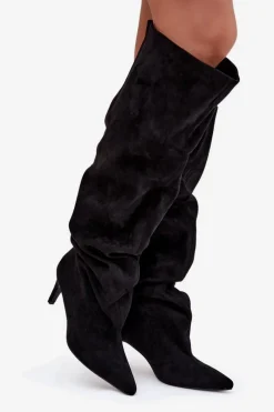 Clearance Boto Kozaki Damskie Na Szpilce Wsuwane Czarne Mavilla Czarny