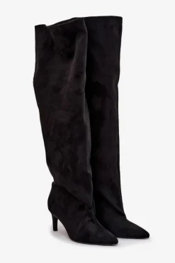 Kozaki Ocieplane|Muszkieterki>Boto Kozaki Damskie Na Szpilce Wsuwane Czarne Mavilla