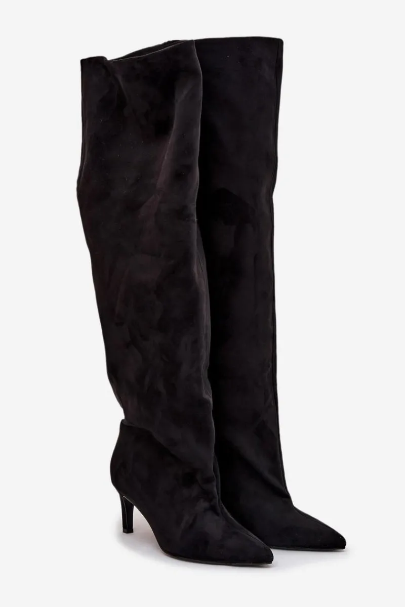 Kozaki Ocieplane|Muszkieterki>Boto Kozaki Damskie Na Szpilce Wsuwane Czarne Mavilla