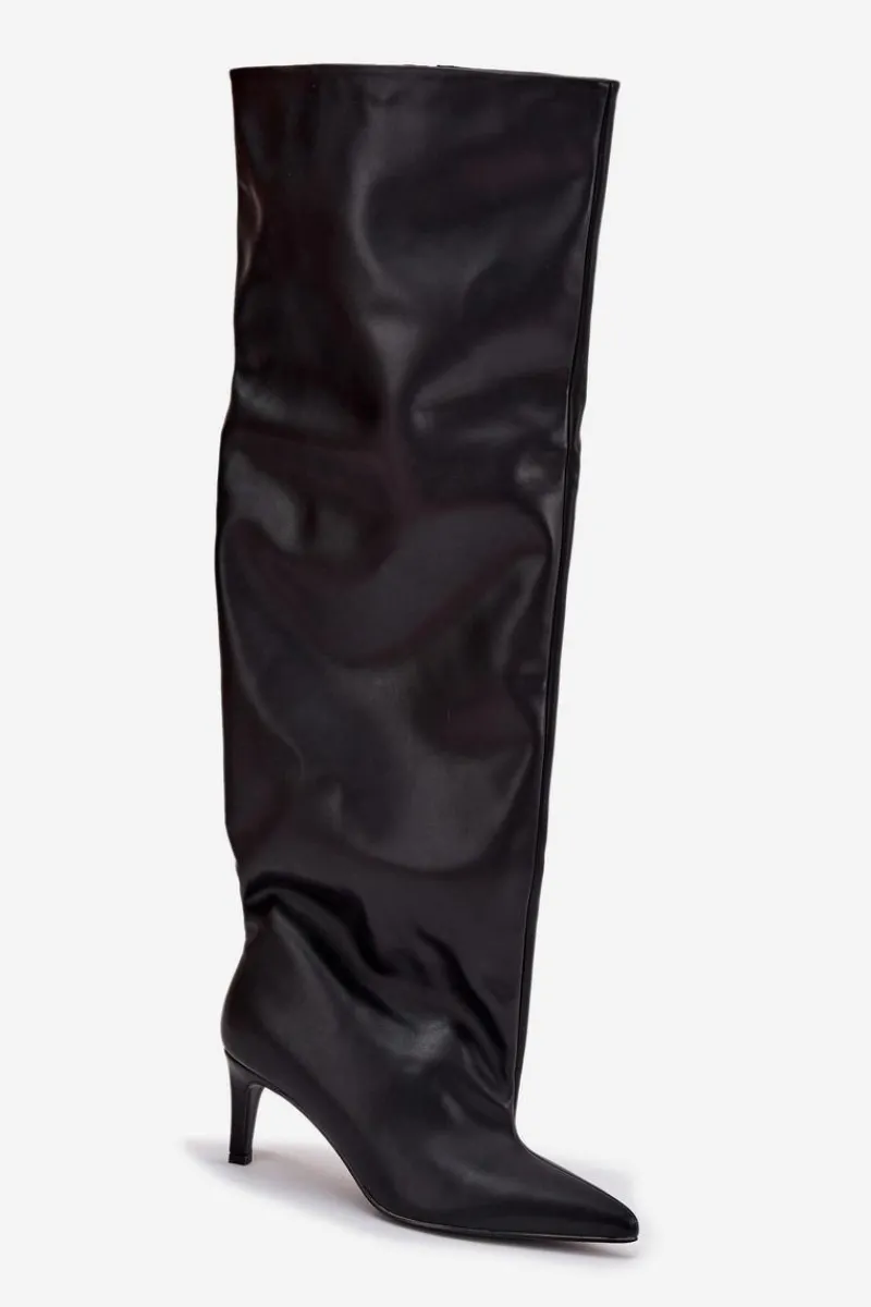 Kozaki Ocieplane|Muszkieterki>Boto Kozaki Damskie Na Szpilce Wsuwane Czarne Mavilla