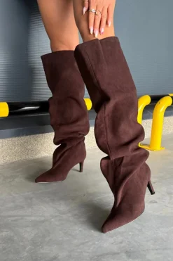 Muszkieterki|Kozaki Na Szpilce></noscript>Boto Kozaki Damskie Na Szpilce Wsuwane Czekoladowe Mavilla Brązowy