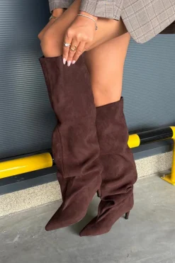 Muszkieterki|Kozaki Na Szpilce></noscript>Boto Kozaki Damskie Na Szpilce Wsuwane Czekoladowe Mavilla Brązowy