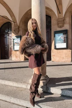 Muszkieterki|Kozaki Na Szpilce></noscript>Boto Kozaki Damskie Na Szpilce Wsuwane Czekoladowe Mavilla Brązowy