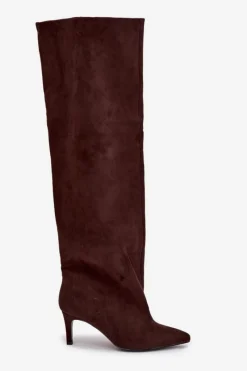 Muszkieterki|Kozaki Na Szpilce></noscript>Boto Kozaki Damskie Na Szpilce Wsuwane Czekoladowe Mavilla Brązowy