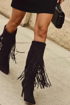 Sale Kozaki Damskie Na Szpilce Z Frędzlami Czarne Isalune Damskie Kozaki Ocieplane|Kozaki Na Szpilce