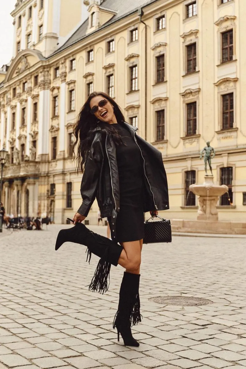 Sale Kozaki Damskie Na Szpilce Z Frędzlami Czarne Isalune Damskie Kozaki Ocieplane|Kozaki Na Szpilce