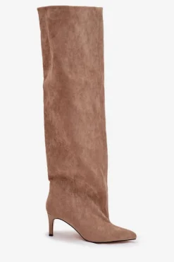 Discount Kozaki Damskie Na Szpilce Wsuwane Beżowe Mavilla Damskie Kozaki Ocieplane|Muszkieterki