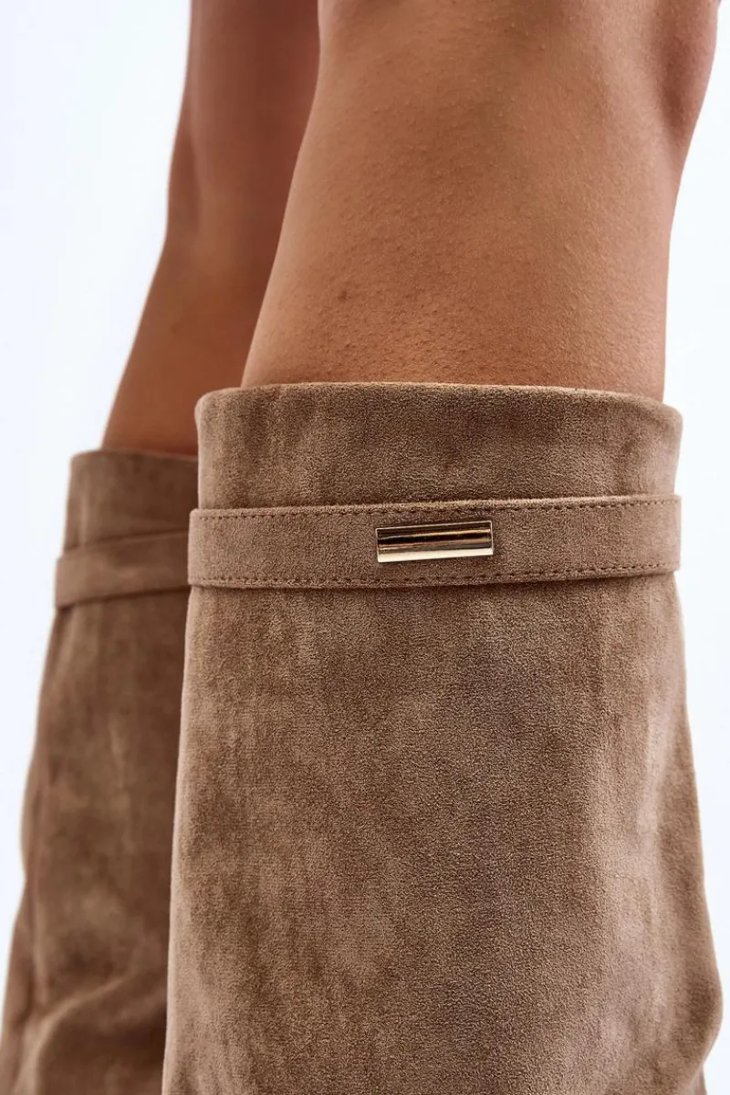 Kozaki Wiosenne|Kozaki Na Koturnie>Boto Kozaki Damskie Na Ukrytym Koturnie Beżowe Pattia