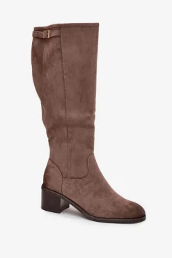 Kozaki Ocieplane|Kozaki Przed Kolano></noscript>Buty damskie Vinceza Kozaki Damskie Ocieplane Na Obcasie Ze Złotą Klamrą Vinceza 58589 Ciemnobeżowe