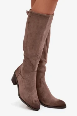 Kozaki Ocieplane|Kozaki Przed Kolano></noscript>Buty damskie Vinceza Kozaki Damskie Ocieplane Na Obcasie Ze Złotą Klamrą Vinceza 58589 Ciemnobeżowe